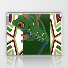 Tree frog on pattern background Laptop Skin
