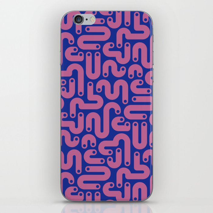 JELLY BEANS POSTMODERN 1980S ABSTRACT GEOMETRIC in PEONY PURPLE ON ROYAL BLUE iPhone Skin