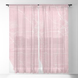 Los Angeles, CA, City Map - Pink Sheer Curtain