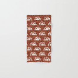 block print suns on rust Hand & Bath Towel