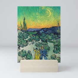 Vincent van Gogh - Moonlit Landscape with Couple Walking Mini Art Print