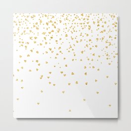 Falling hearts gold glitter confetti - Heart Love Valentine Metal Print | Glitter, Glittery, Watercolor, Golden, Painting, Love, Gold, Christmas, Heart, Fashion 