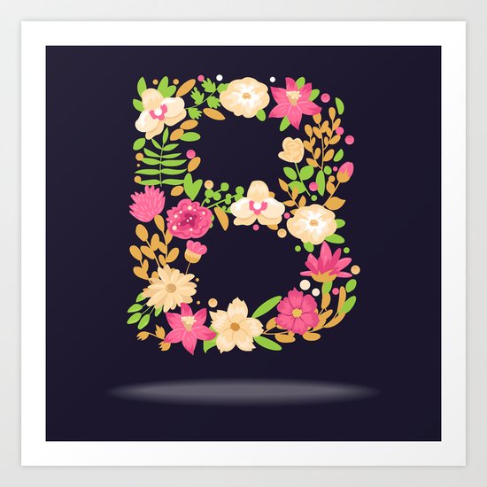 Floral letter B Art Print