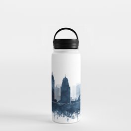 Cincinnati Skyline Blue Watercolor by Zouzounio Art Water Bottle