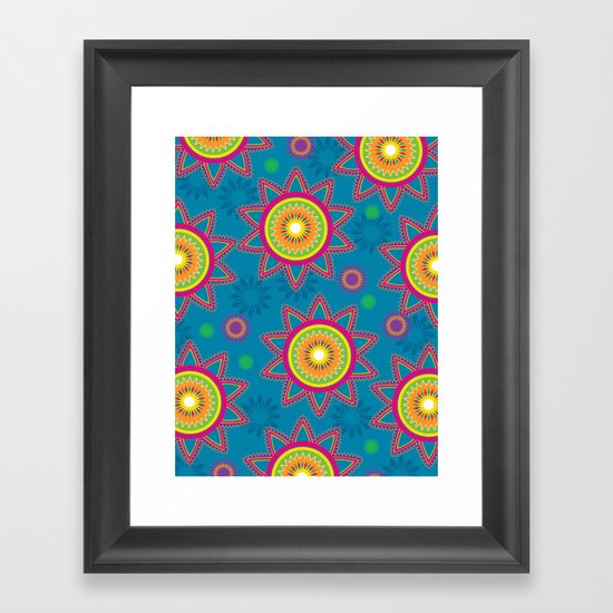 Moroccan Flower Blue Framed Art Print