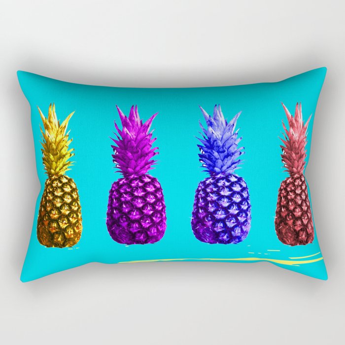 Let's Dance! It's Party Time! Four Juicy Pineapples - Bold & Bright Summer Fruits Series Rectangular Pillow