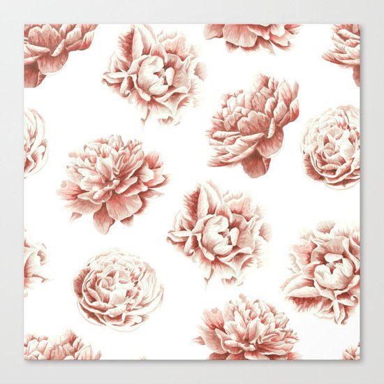 Rose Garden Vintage Rose Pink Cream and White Canvas Print