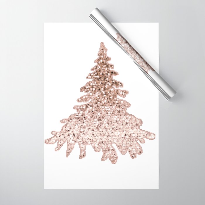 Sparkling christmas tree rose gold ombre Wrapping Paper by RoseAesthetic