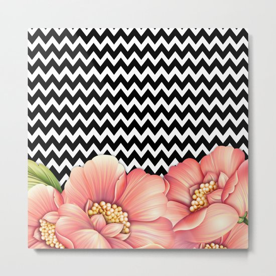 flower power and chevron Metal Print