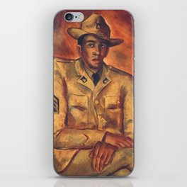 African American Soldier Harlem Renaissance masterpiece portrait painting by Malvin Gray Johnson for home and wall decor iPhone Skin