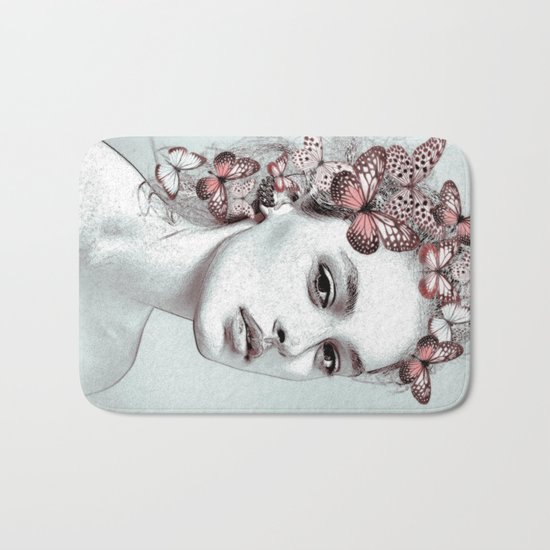 Woman with butterflies Bath Mat