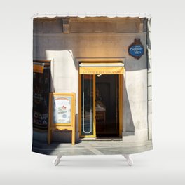 Yellow Biscuit Shop in Bilbao, Spain Shower Curtain