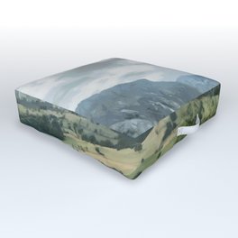 Pico de Europas, Asturia Spain Outdoor Floor Cushion | Digital, Art, Painting, Watercolor, Mountains, Picodeeuropas, Sky, Trees, Spain, Beautiful 
