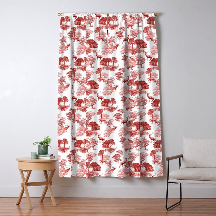 Classial Red Toile Forest Fabric Pattern Blackout Curtain By