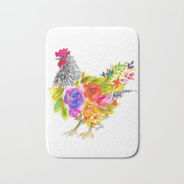 Watercolor Floral Chicken Bath Mat