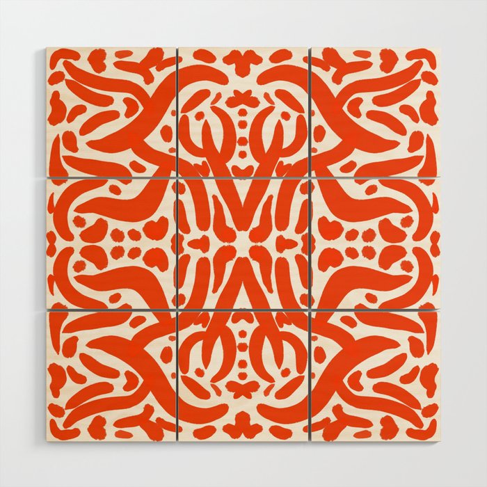 Wild Animal Print Red and White Wood Wall Art
