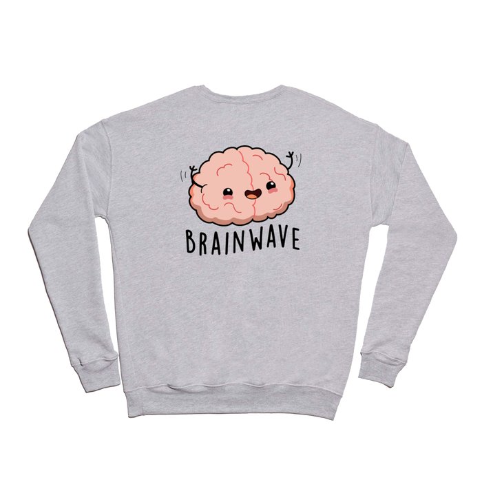 Brain Wave Cute Anatomy Pun Crewneck Sweatshirt by punnybone