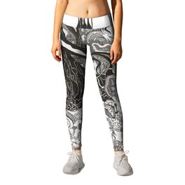The Mountain Leggings | Black and White, Illustration, Abstract 