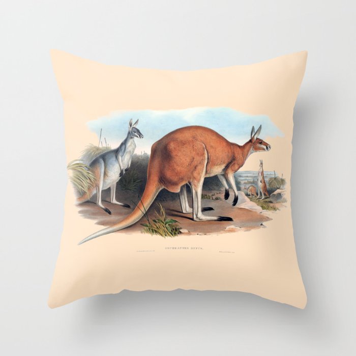 The Red Kangaroo Throw Pillow