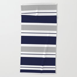 Navy Blue and Grey Stripe Beach Towel