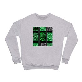 Green Mixed Animal Print Crewneck Sweatshirt