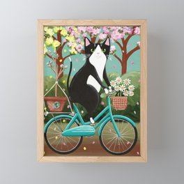 Earth Day Bicycle Cat Framed Mini Art Print