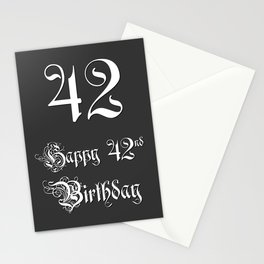 [ Thumbnail: Happy 42nd Birthday - Fancy, Ornate, Intricate Look Stationery Cards ]