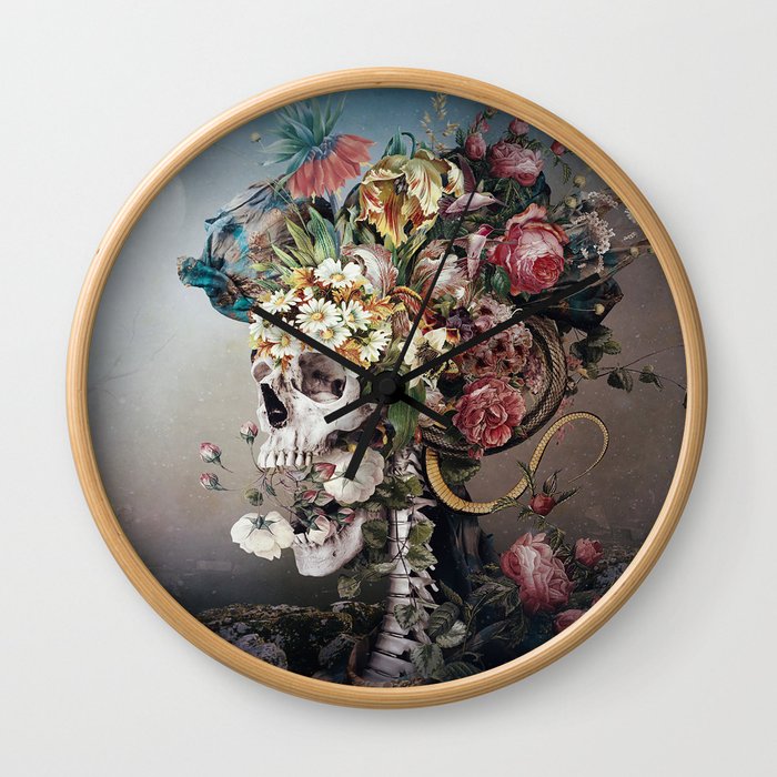 Flower skull Wall Clock