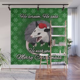 Christmas Opossum Wall Mural