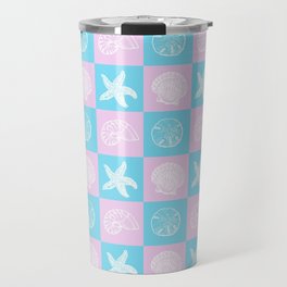 Checkered Seashells Travel Mug