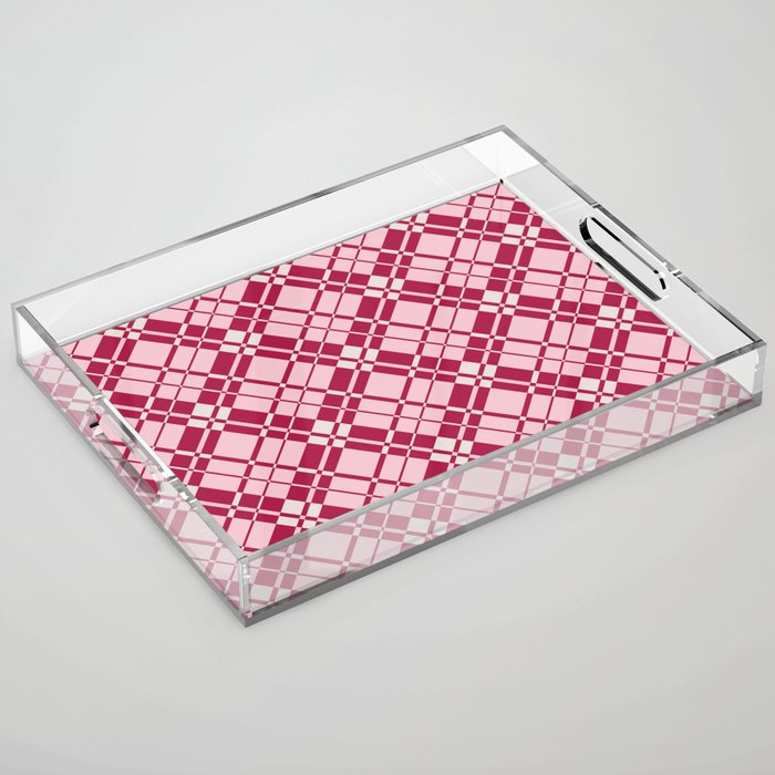 Red and pink gingham checked Acrylic Tray