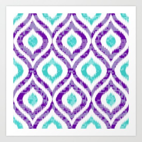 PURPLE & TEAL IKAT PATTERN COPY Art Print