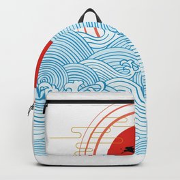 sunset at sea with birds Backpack