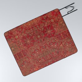 Bohemian Medallion II // 15th Century Old Distressed Red Green Colorful Ornate Accent Rug Pattern Picnic Blanket