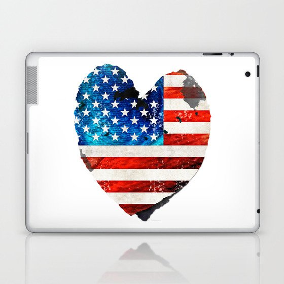 United States Of America Flag Heart Art Americana Laptop & iPad Skin