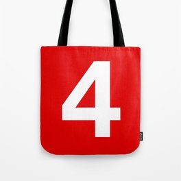Number 4 (White & Red) Tote Bag