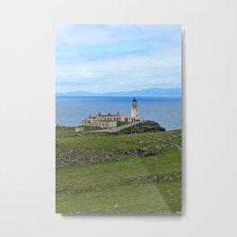 Neist Point Lighthouse, Isle of Skye, Scotland Metal Print | Mountains, Yellow, Digital, Photo, Ocean, Safety, Tower, Light, Island, Sea 