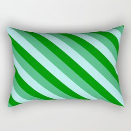 [ Thumbnail: Green, Sea Green, and Turquoise Colored Lined/Striped Pattern Rectangular Pillow ]