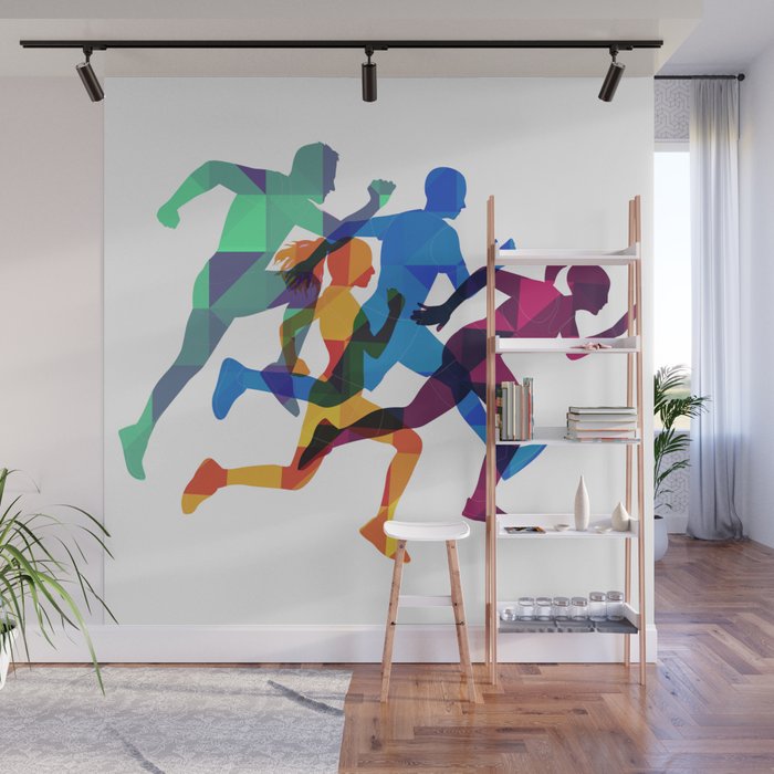 Colored silhouettes runners Wall Mural