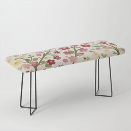 Lovely Blossoms - red pink on beige Bench