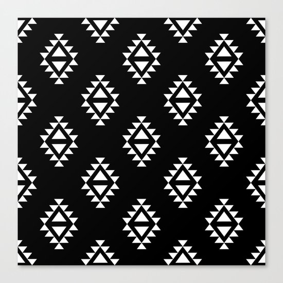 Linocut southwest minimal pattern black and white print scandinavian minimalism Canvas Print