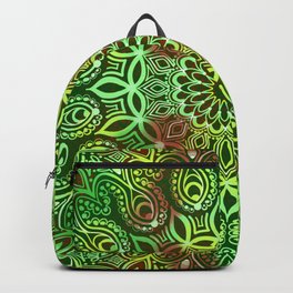 Green and Red Boho Mandala Backpack