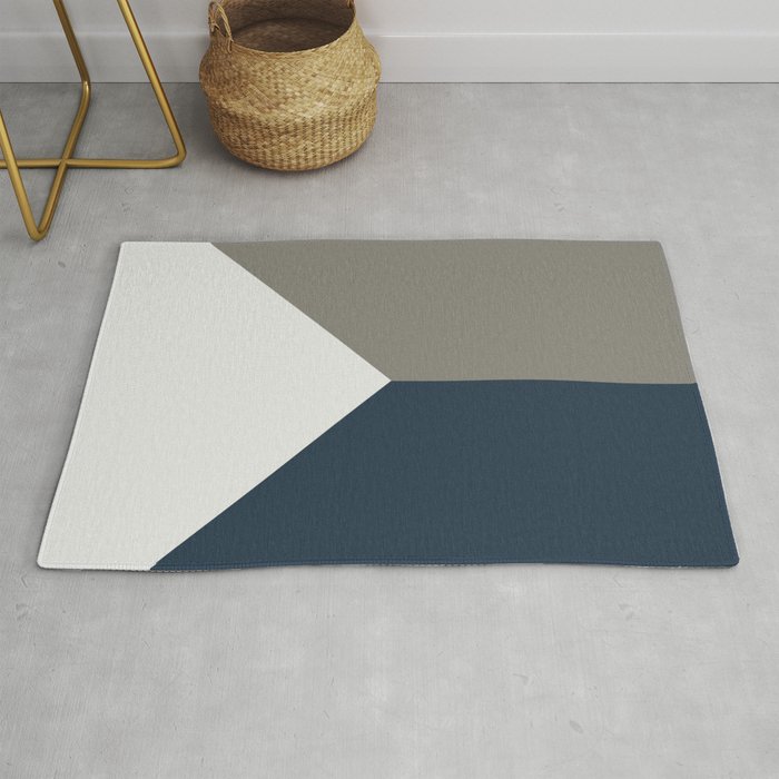Blue Grey White Abstract Geometric Art Rug By Koovox Society6
