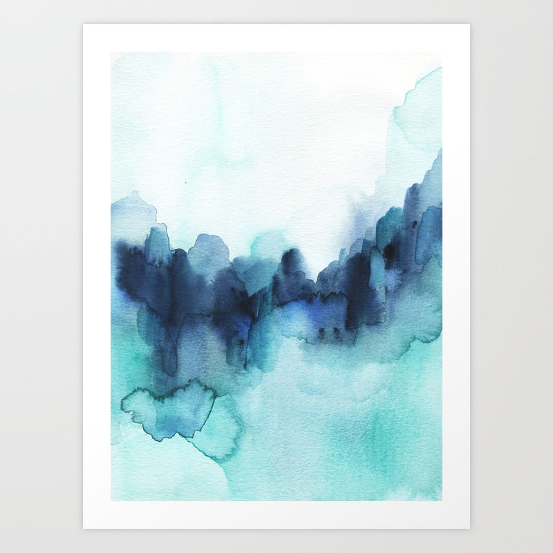 Wonderful Blues Abstract Watercolor Art Print By Jenmerli Society6