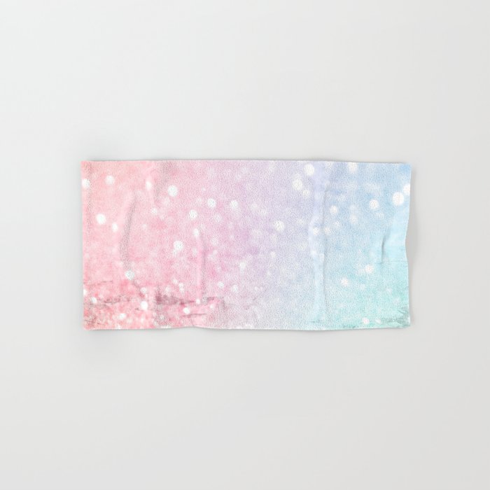 Pretty Pastel Pink Blue Glitter Bokeh Gradient Hand & Bath Towel