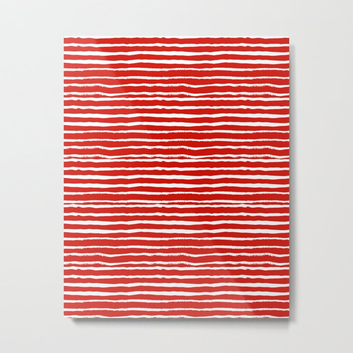 Minimal Christmas red and white holiday pattern stripes candy cane stripe pattern Metal Print