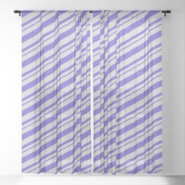 [ Thumbnail: Light Grey & Slate Blue Colored Lines Pattern Sheer Curtain ]