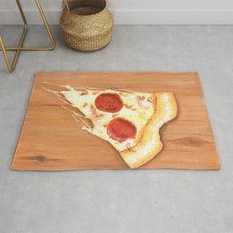 Bitten heart-shaped pizza slice Rug