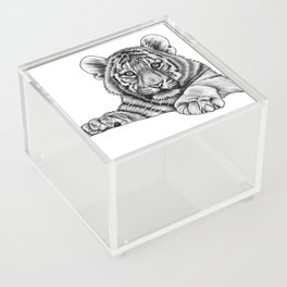 Amur tiger cub - ink illustration Acrylic Box