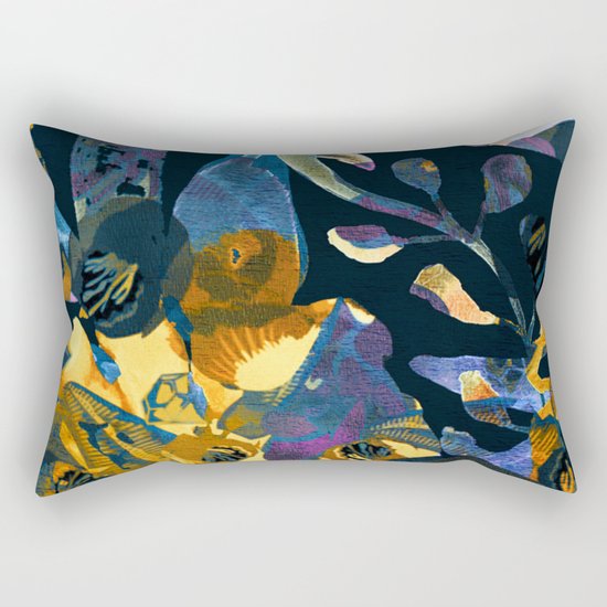 blue abstract floral Rectangular Pillow